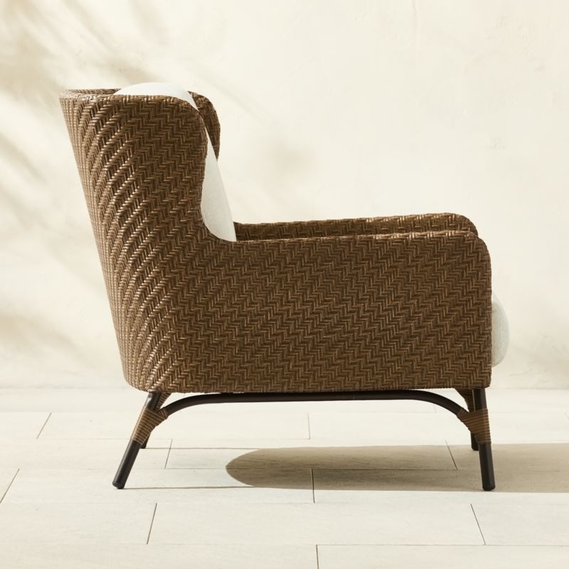 Astoria All-Weather Rattan Outdoor Lounge Chair with Warm White Sunbrella® Cushions - Image 2