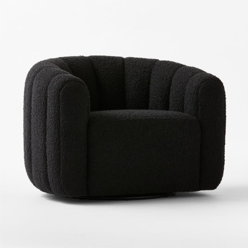Fitz Channeled Black Boucle Swivel Chair - Image 2