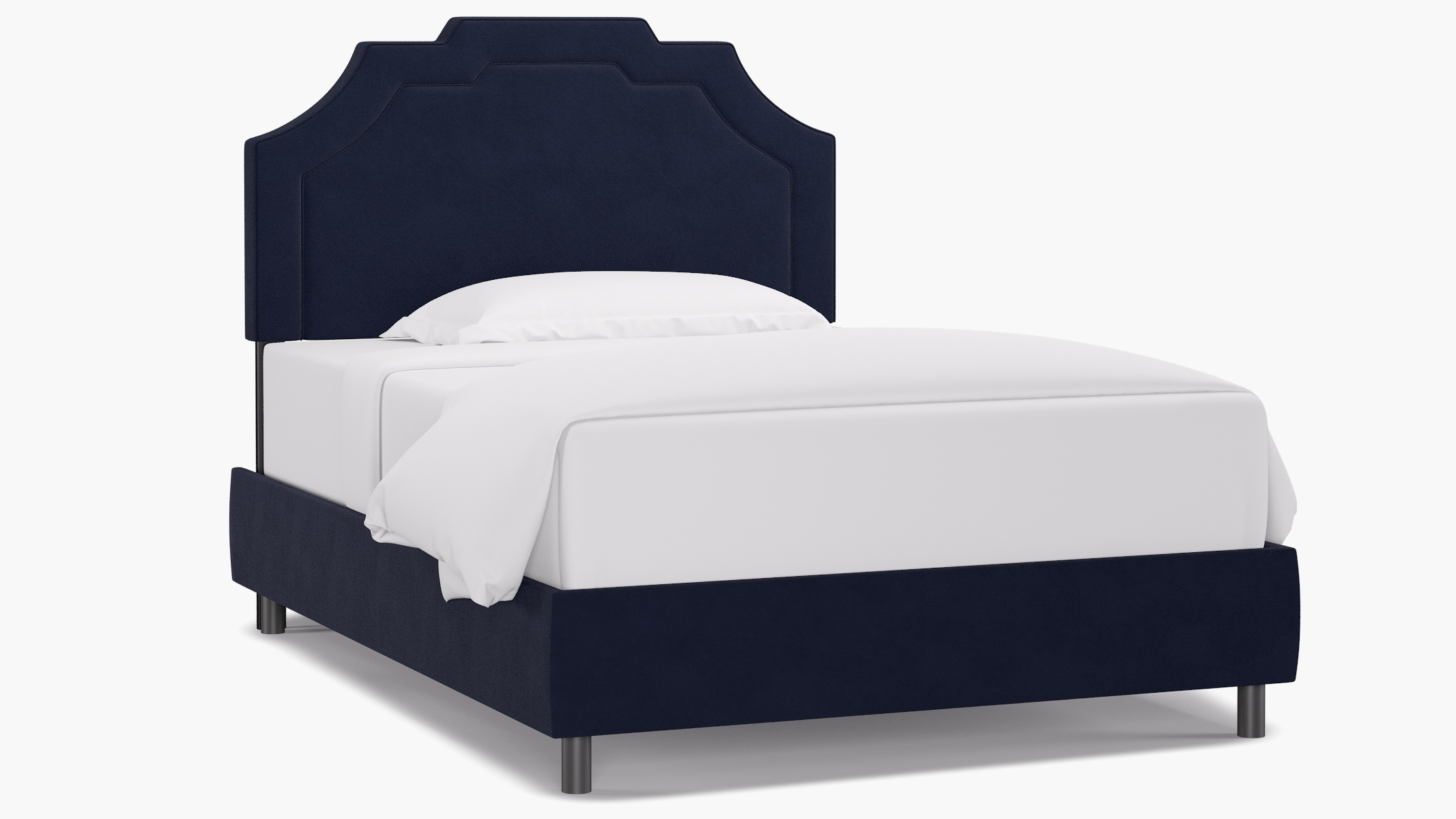 Art Deco Bed, Navy Classic Velvet, Full - Image 1
