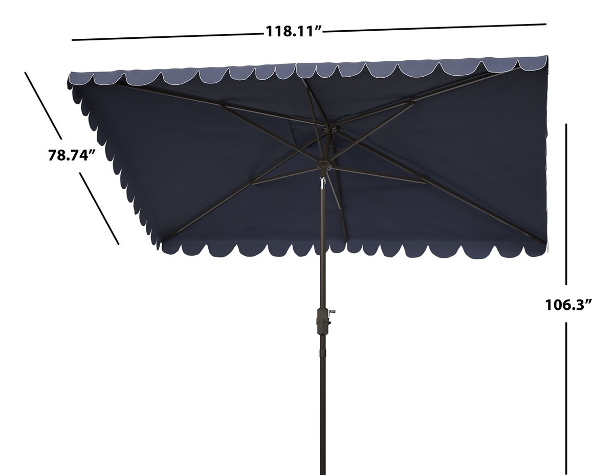 Venice 6.5 x 10 Rectangle Umbrella - Navy/White - Safavieh - Image 5