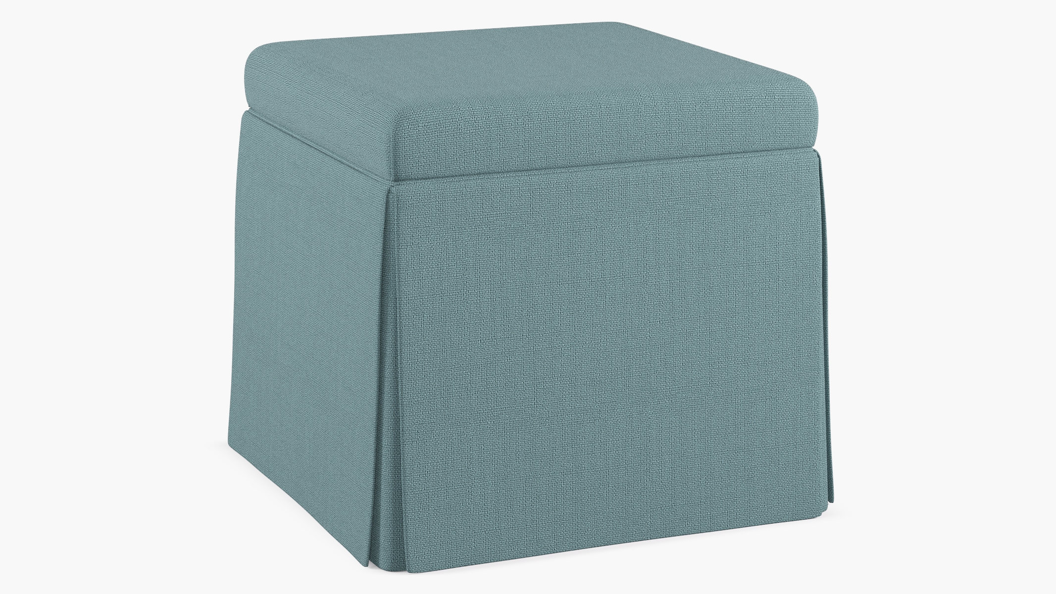 Skirted Storage Ottoman, Seaglass Everyday Linen - Image 1
