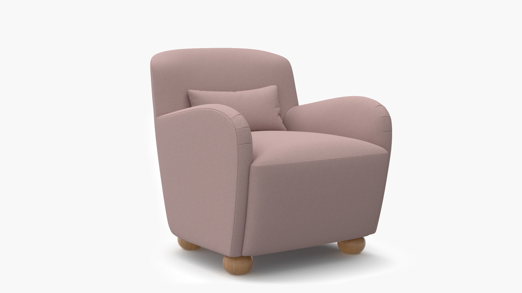 Club Chair, Blush Everyday Linen, Natural Bun Foot - Image 1