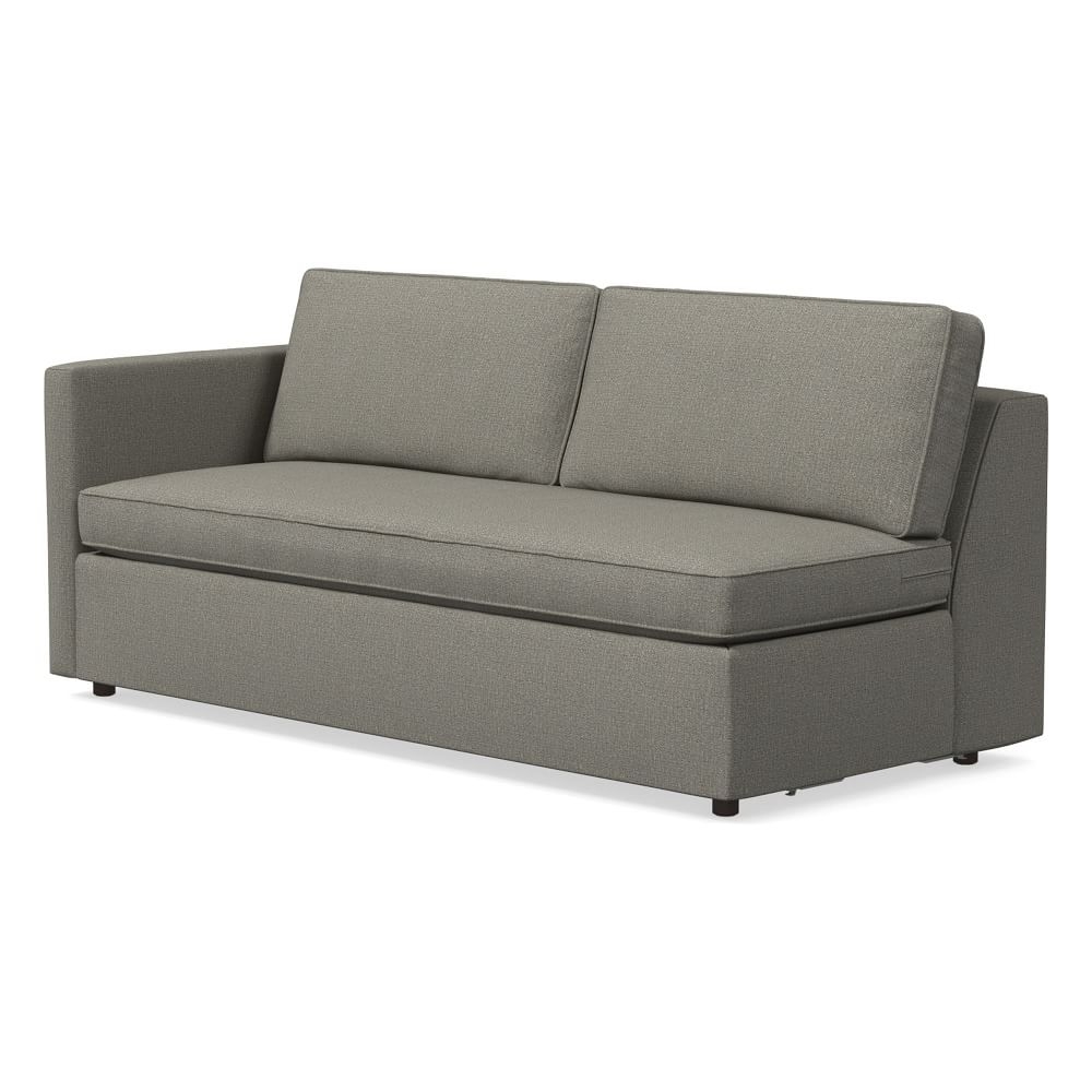 Harris Petite Left Arm 75" Sofa Bench, Poly, Performance Basketweave, Silver, Concealed Supports - Image 0