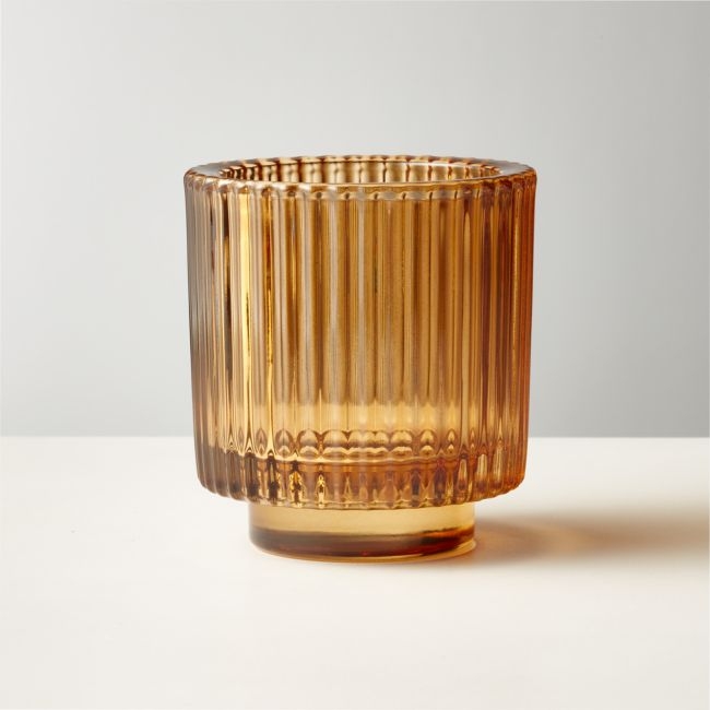 Ezra Amber Glass Tealight Candle Holder - Image 0