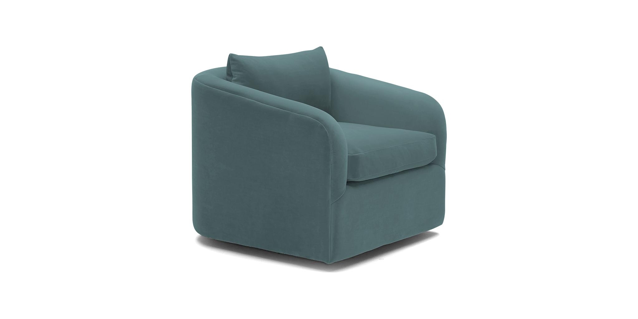 Blue Amelia Mid Century Modern Swivel Chair - Dawson Slate - Image 1