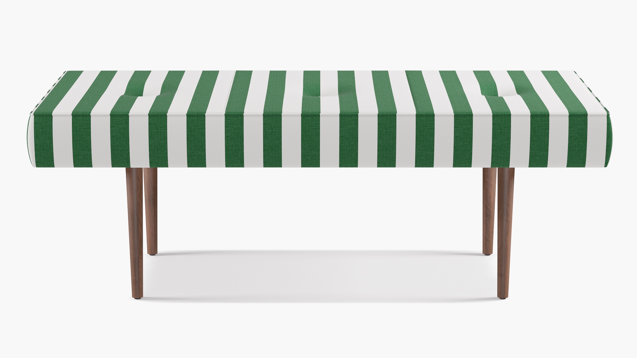 Mid-Century Bench, Emerald Cabana Stripe, Espresso - Image 0