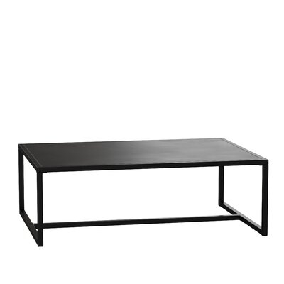 Outdoor Patio Coffee Table Commercial Grade Black Coffee Table For Deck, Porch, Or Poolside - Steel Square Leg Frame - Image 0