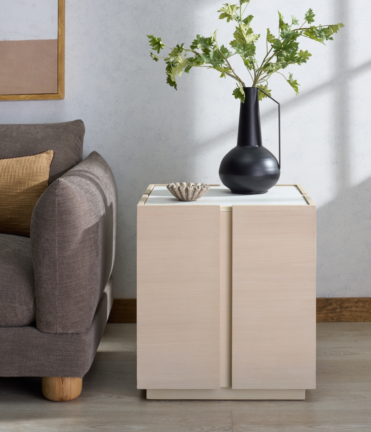 Alanabella Marble Square Accent Table - Sand / White - Image 1