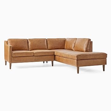 Hamilton 98" Right 2-Piece Bumper Chaise Sectional, Charme Leather, Cigar, Almond - Image 3
