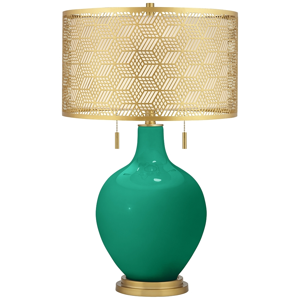 Leaf Toby Brass Metal Shade Table Lamp - Style # 98M78 - Image 0