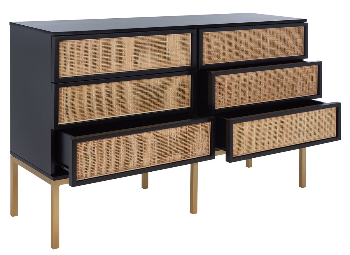 Zadie Rattan Dresser - Black/Natural - Safavieh - Image 4