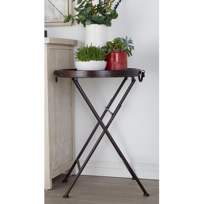 Metal and Wood Tray End Table - Image 0