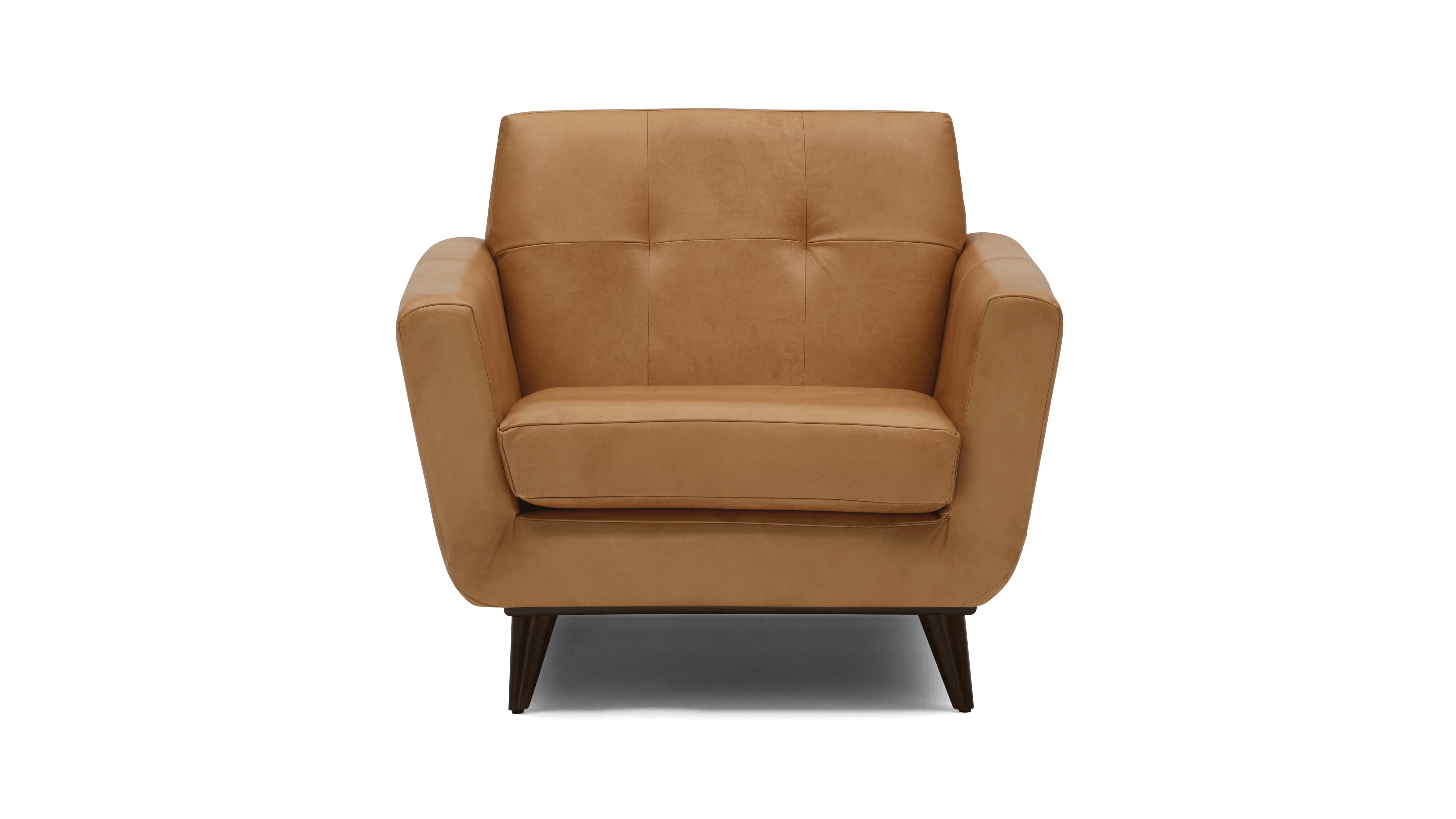 Brown Hughes Mid Century Modern Leather Chair - Santiago Camel - Mocha - Image 0