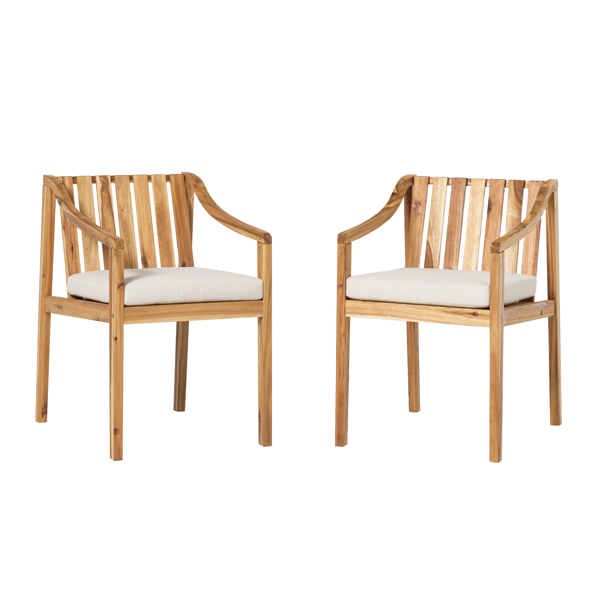 Solid Wood Outdoor Curved Arm Dining Chair (set of 2) - Natural - Image 6