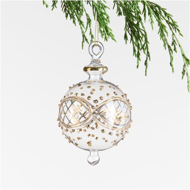 Gold & Clear Glass Ball Christmas Tree Ornament - Image 0