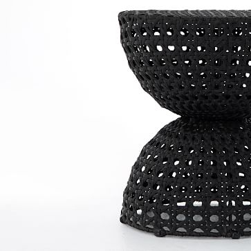 Woven Outdoor End Table, Black - Image 2