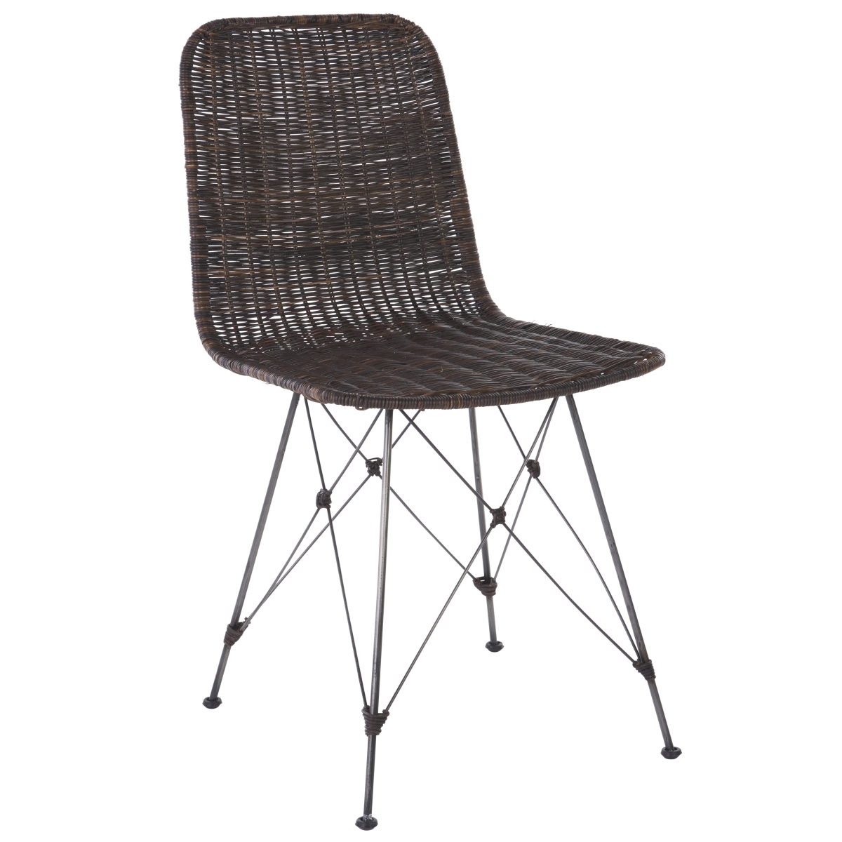Minerva Weaved Dining Chair - Dark Brown / Black - Image 9