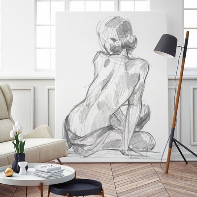 'Sitting Pose II' by Jennifer Paxton Parker - Wrapped Canvas Drawing Print - Image 0