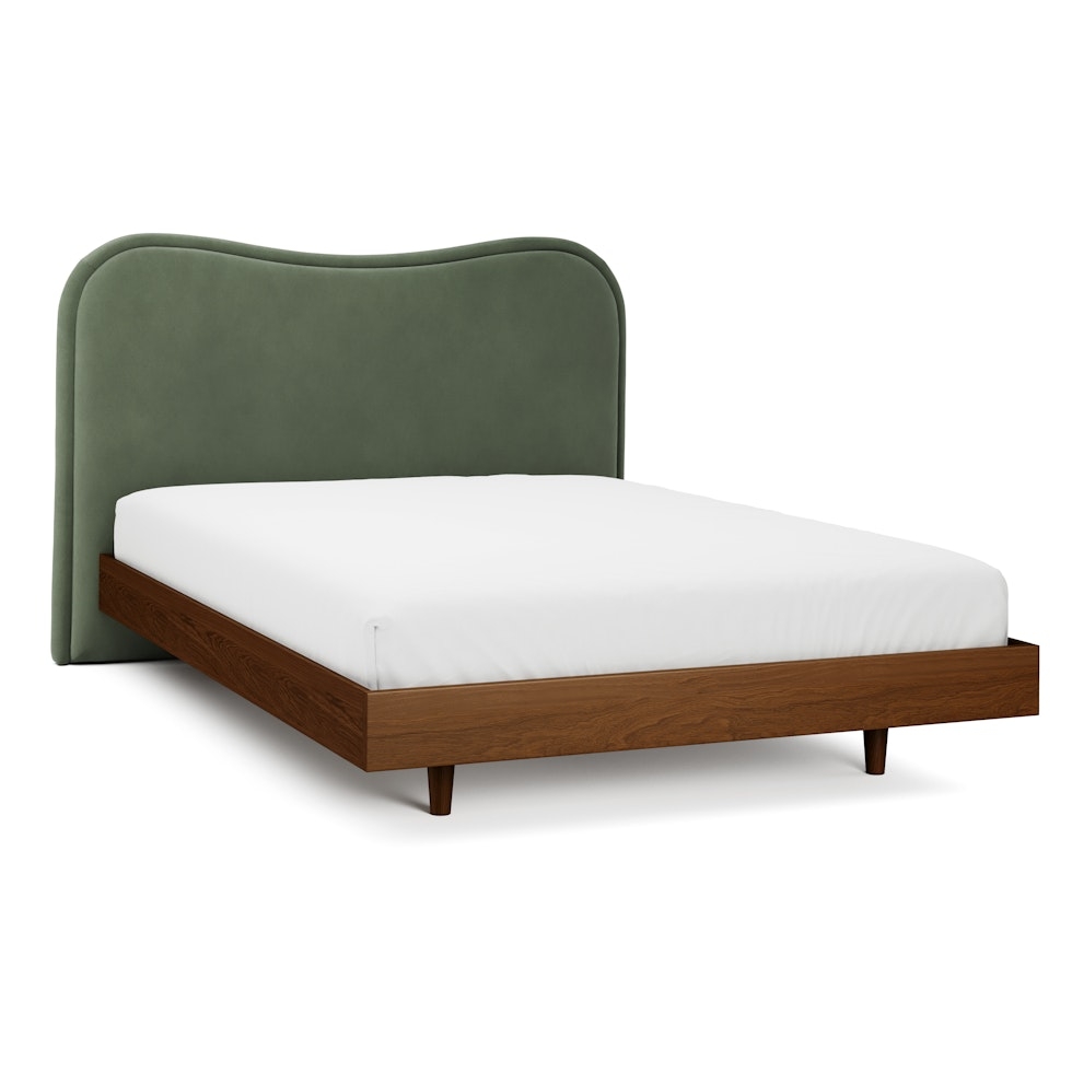 Makoa Queen Velvet Headboard - Plush Pacific Green - Image 1