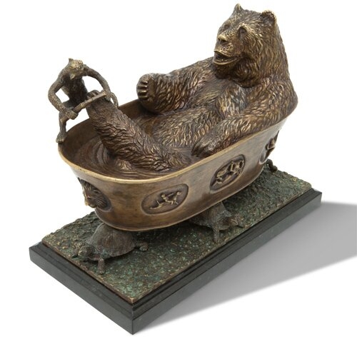 Aston Court Bear on Bath with Monkey Figurine - Image 0