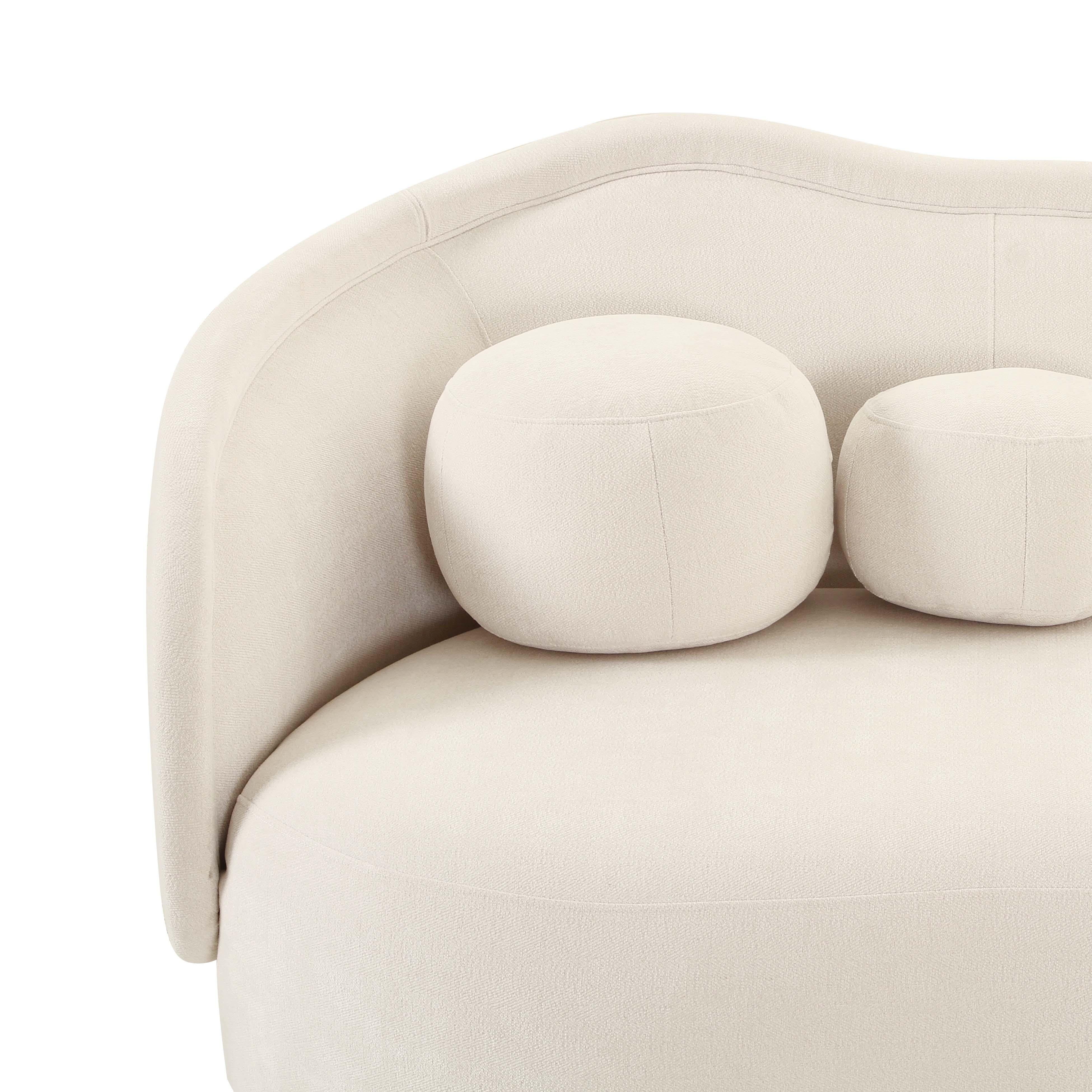 Circe Cream Textured Velvet Sofa - Image 4