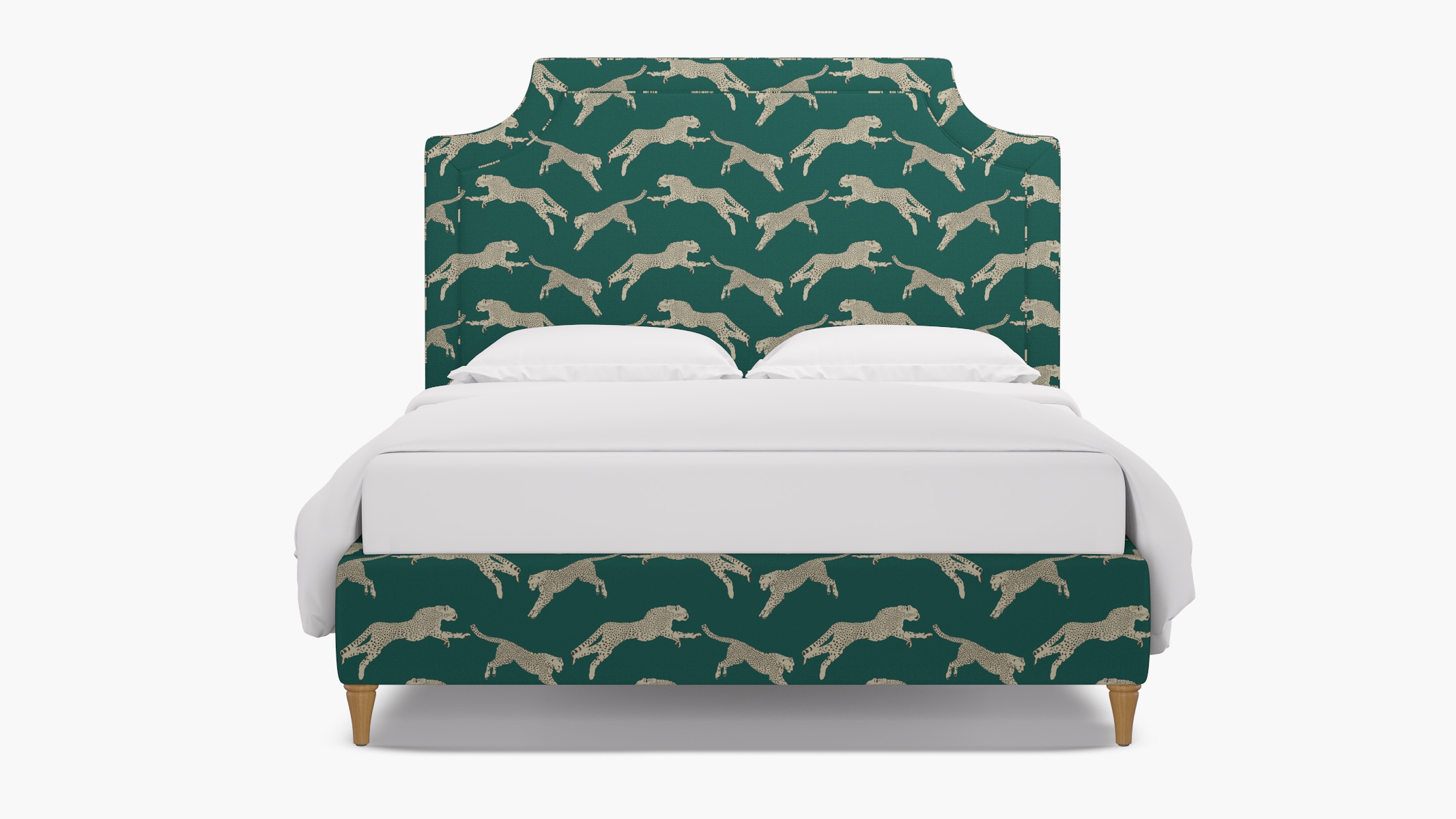 Deco Bed, Polo Green Cheetah, Natural Decorative Tapered Leg, Twin - Image 0