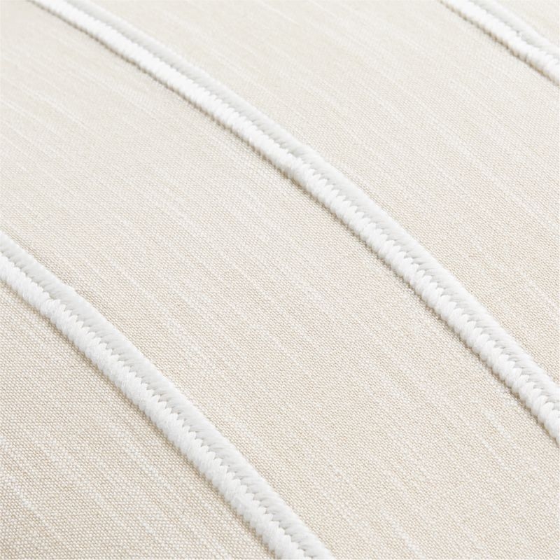 Como Cotton Embroidered Thin Stripe 23x23 Arctic Ivory Throw Pillow with Feather Insert - Image 6