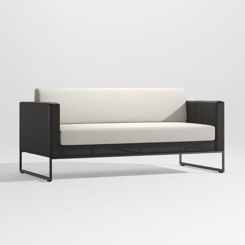 Dune 68" Black Outdoor Sofa with White Cushions - Image 2