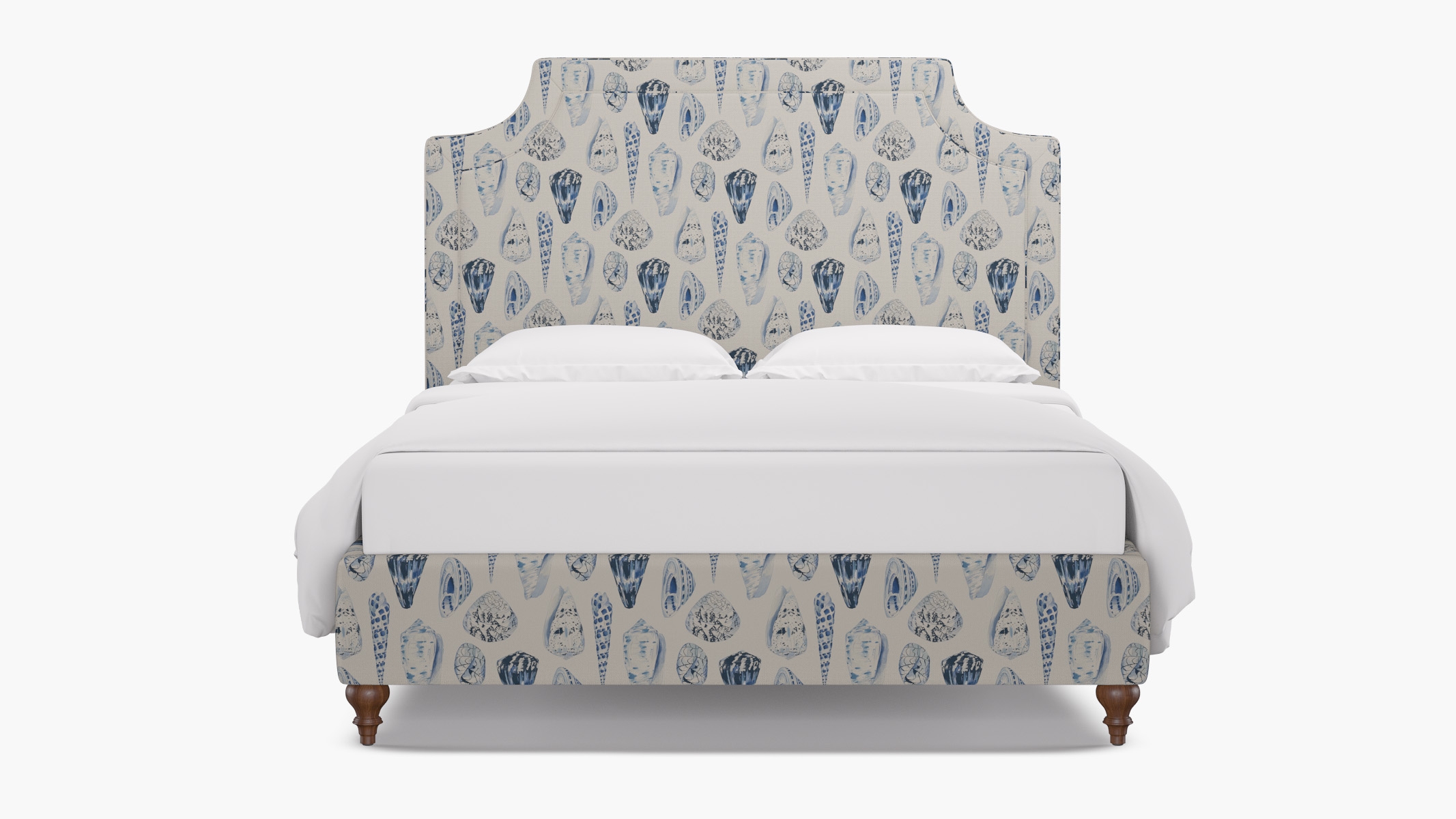 Deco Bed, Porcelain Coquina, Walnut Traditional Turned Leg, Twin - Image 0