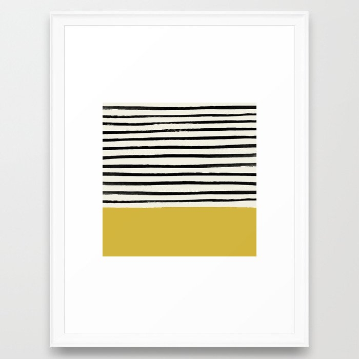 Mustard Yellow & Stripes Framed Art Print by Leah Flores - Scoop White - MEDIUM (Gallery)-20x26 - Image 0