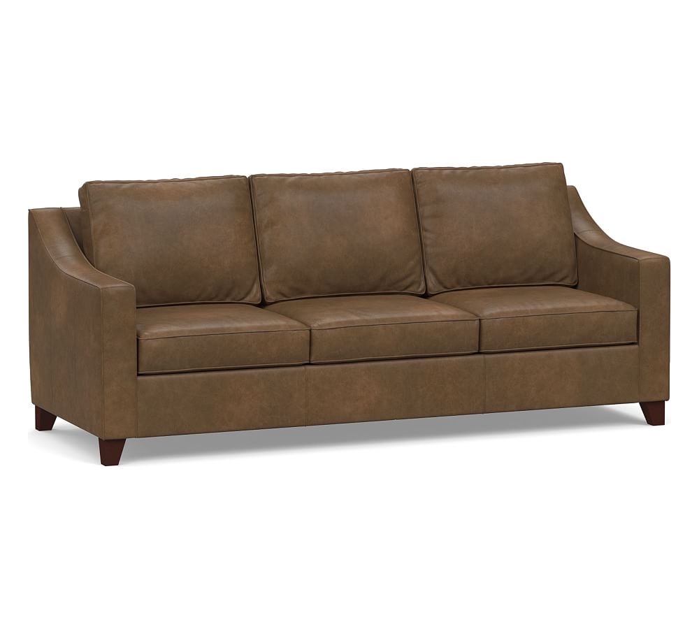 Cameron Slope Arm Leather Grand Sofa 97", Polyester Wrapped Cushions, Churchfield Chocolate - Image 0