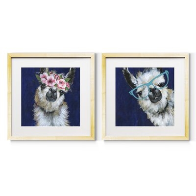 Lady Llama - 2 Piece Picture Frame Painting Print Set on Paper - Image 0