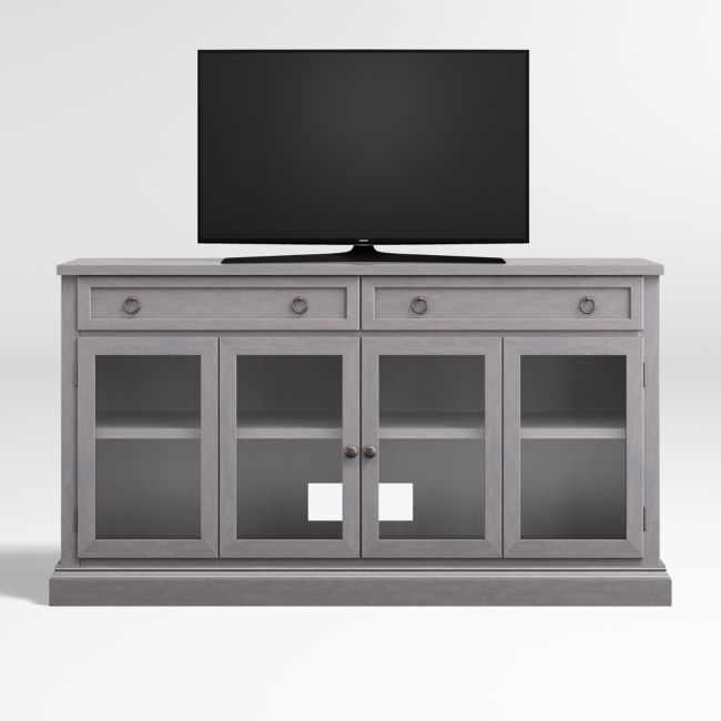 Cameo Dove Grey Media Console with Glass Doors - Image 0