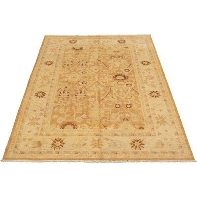 One-of-a-Kind Allahna Hand-Knotted 2010s Chobi Light Brown 5'10" x 8'10" Wool Area Rug - Image 0