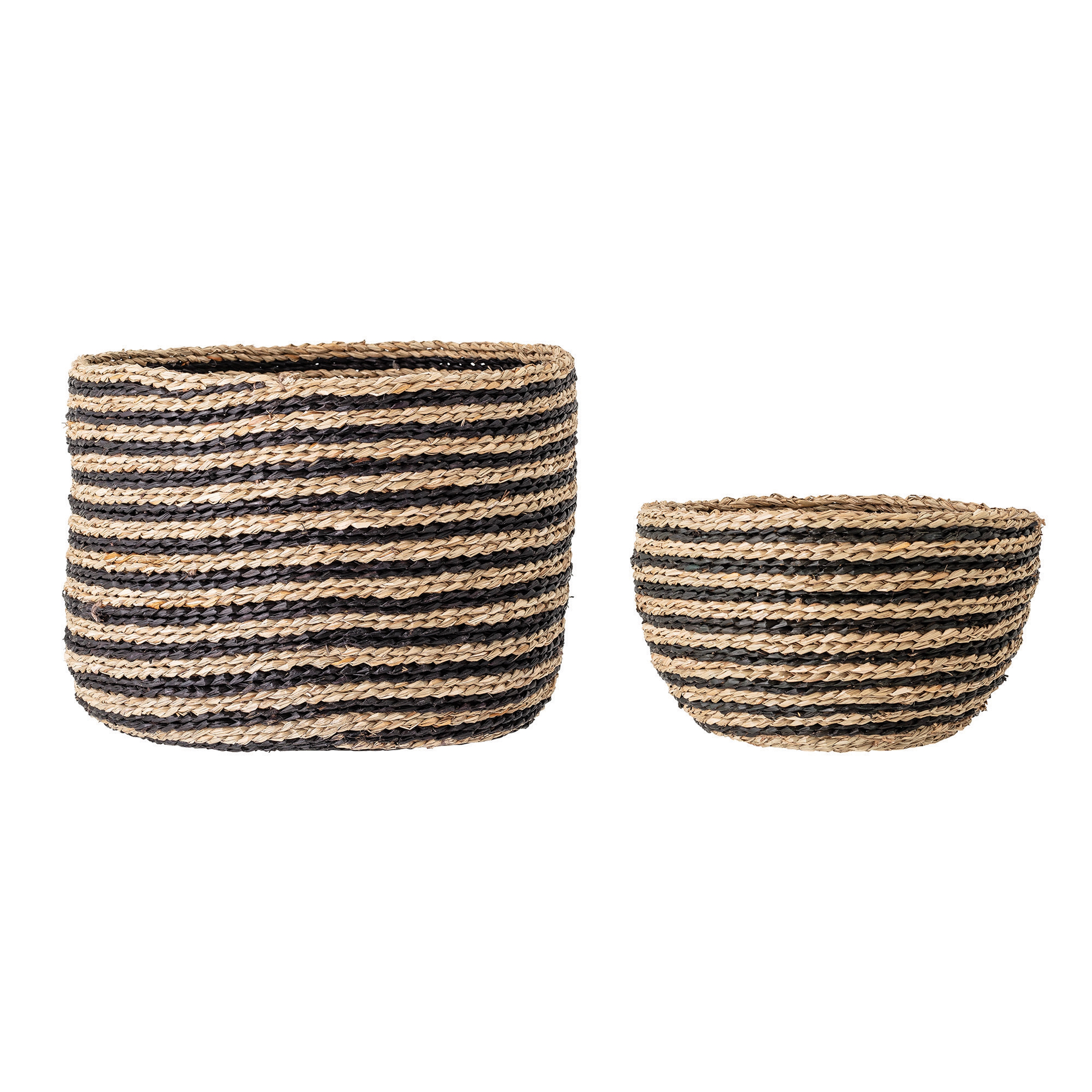 Handwoven Striped Seagrass Baskets (Set of 2 Sizes) - Image 0