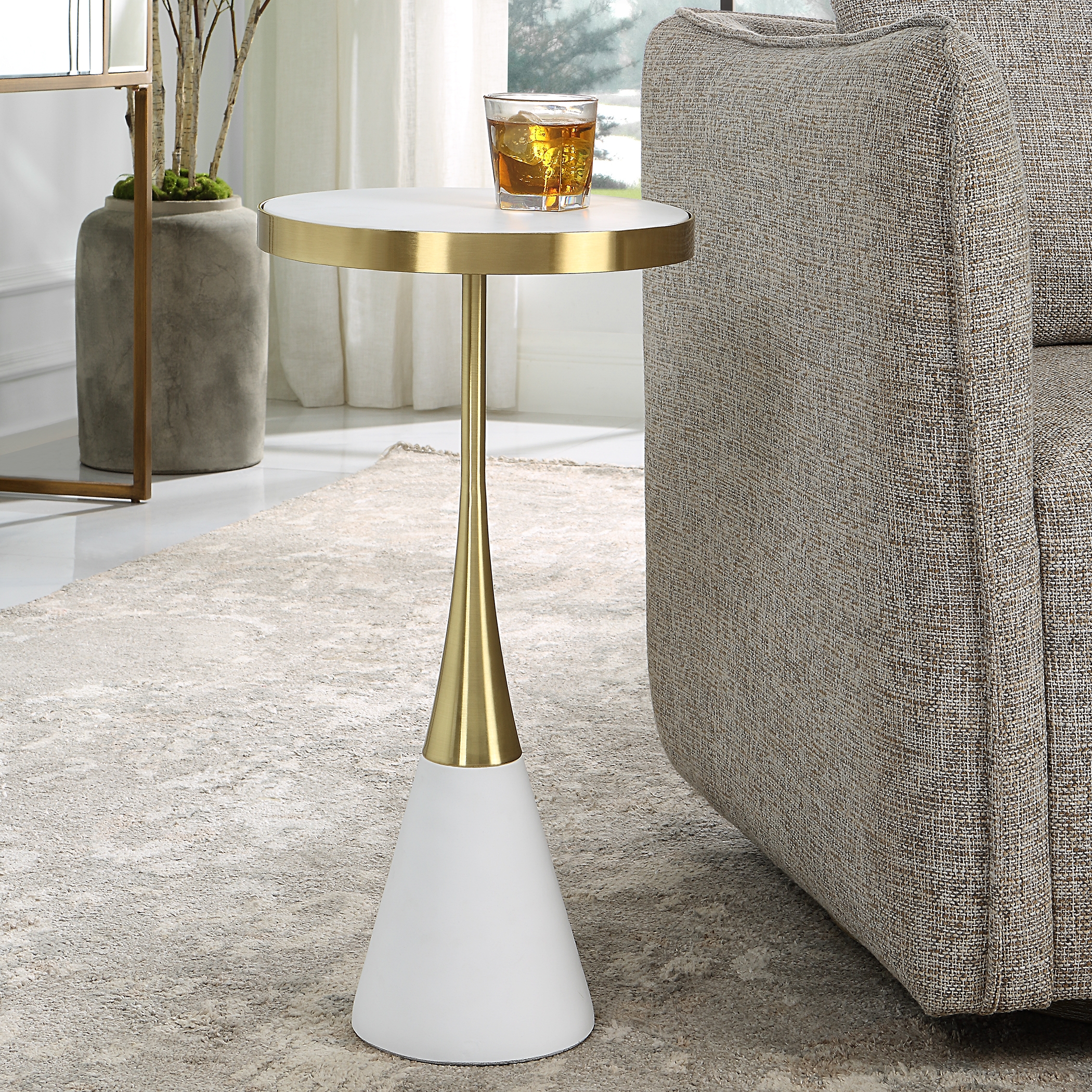 Apex White Concrete Accent Table - Image 1