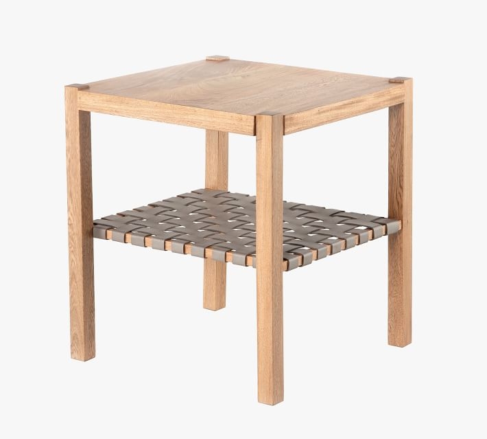 Bardill 20" Wood & Woven Leather End Table, Natural Rosa Morada & Smoke Gray - Image 5