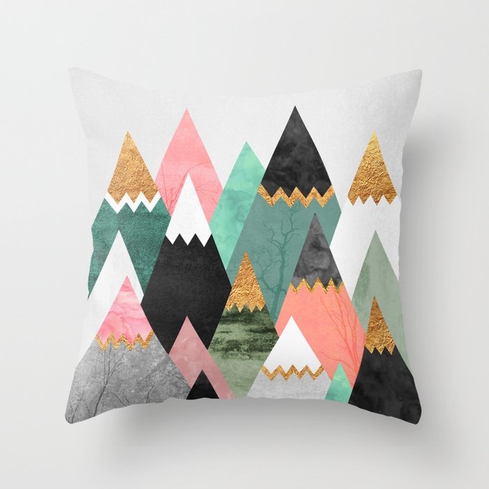Pretty Mountains Throw Pillow by Elisabeth Fredriksson - Cover (18" x 18") With Pillow Insert - Outdoor Pillow - Image 0