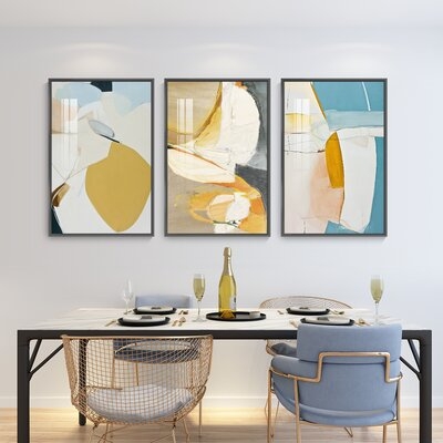 Abstract Aluminum Framed Wall Art - 3 Piece Picture Aluminum Frame Print Set On Canvas 2 - Image 0