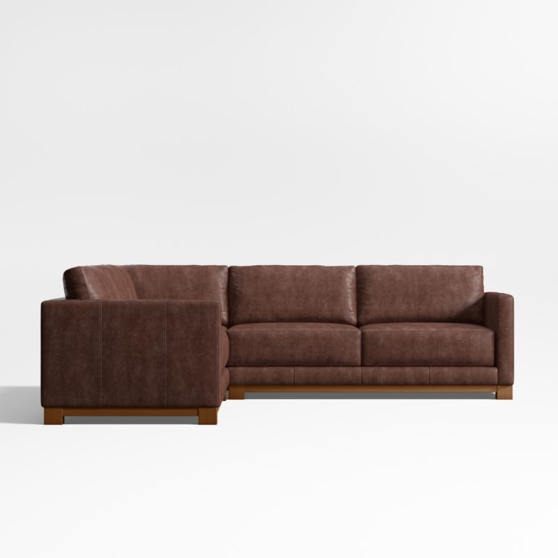 Gather Wood Base 3-Piece L-Shaped Leather Sectional Sofa - Image 2