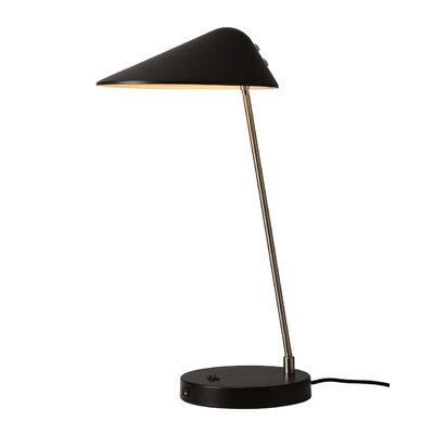 Abner 25" Black Desk Lamp with USB and Outlet Set - Image 0