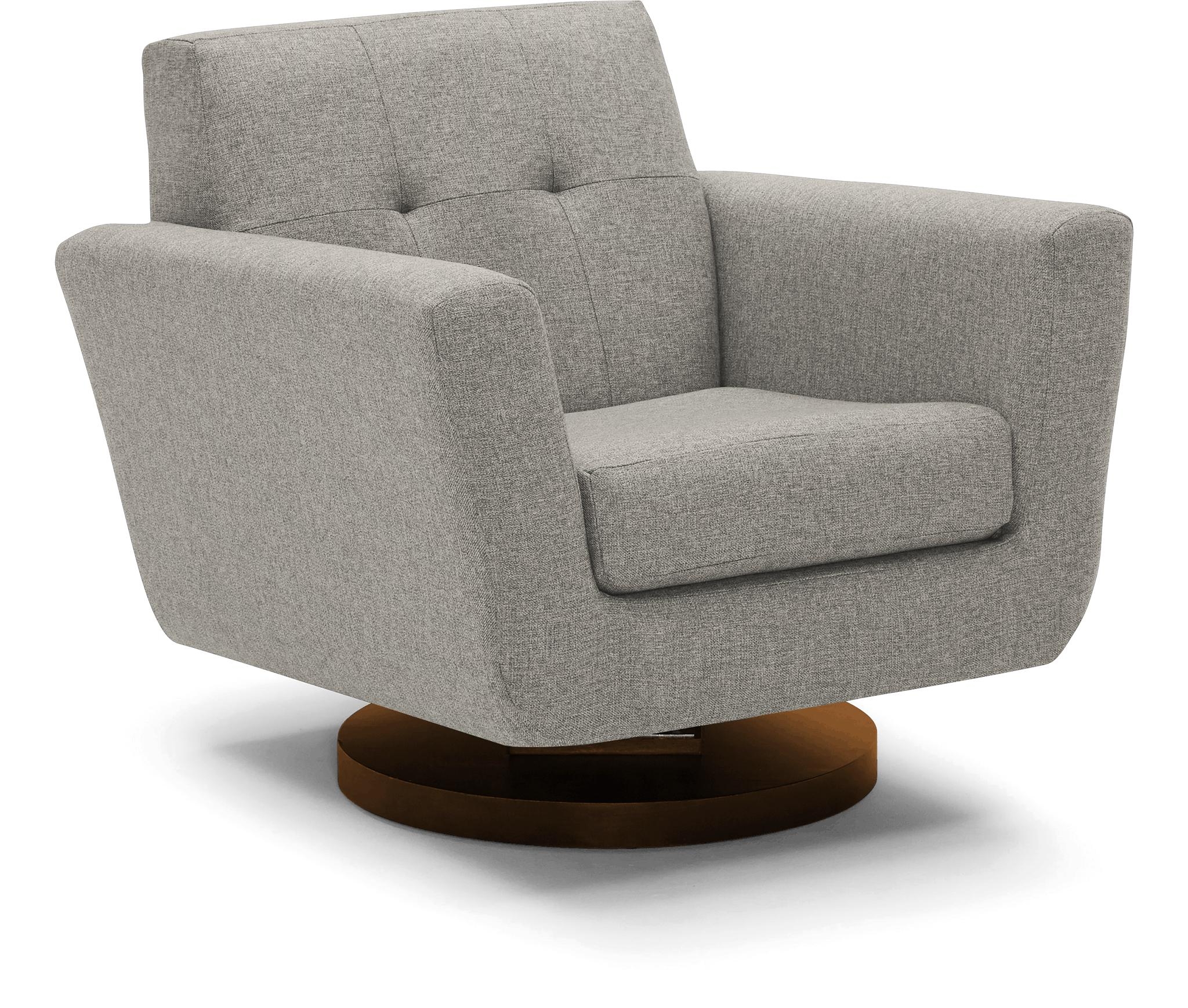 White Hughes Mid Century Modern Swivel Chair - Bloke Cotton - Mocha - Image 1