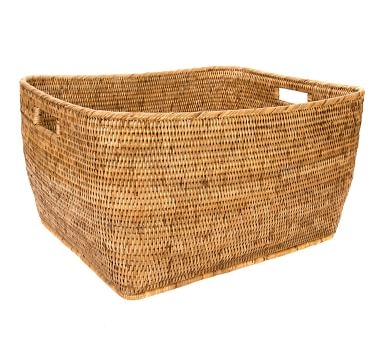 Tava Handwoven Rattan Family Basket, White Wash - Image 3