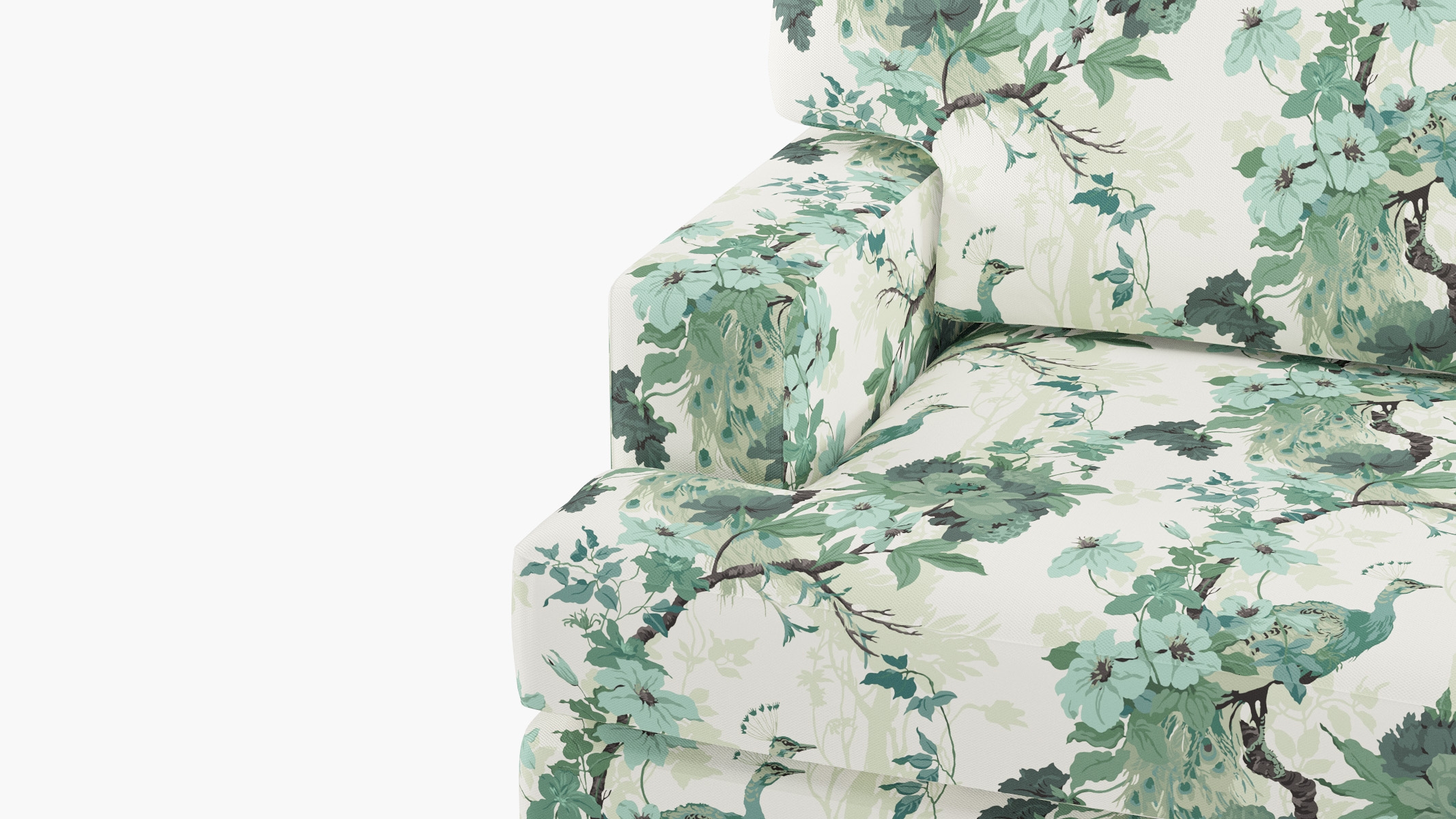 Classic Sofa, Jade Peacock Park, Espresso with Antique Brass Caster - Image 5