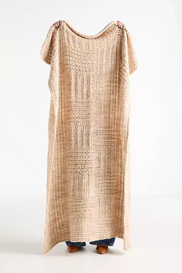 Hazel Wool Blend Knit Patchwork Throw Blanket - Image 0