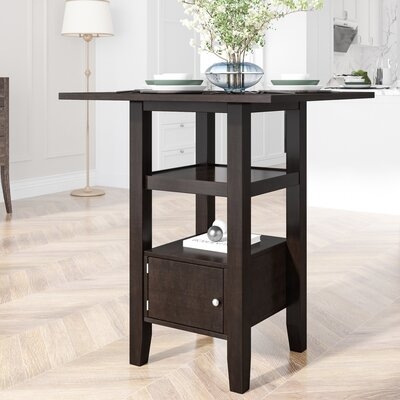 TOPMAX Counter Height Wood Kitchen Dining Table Set With Storage Cupboard And Shelf For Small Places - Image 0