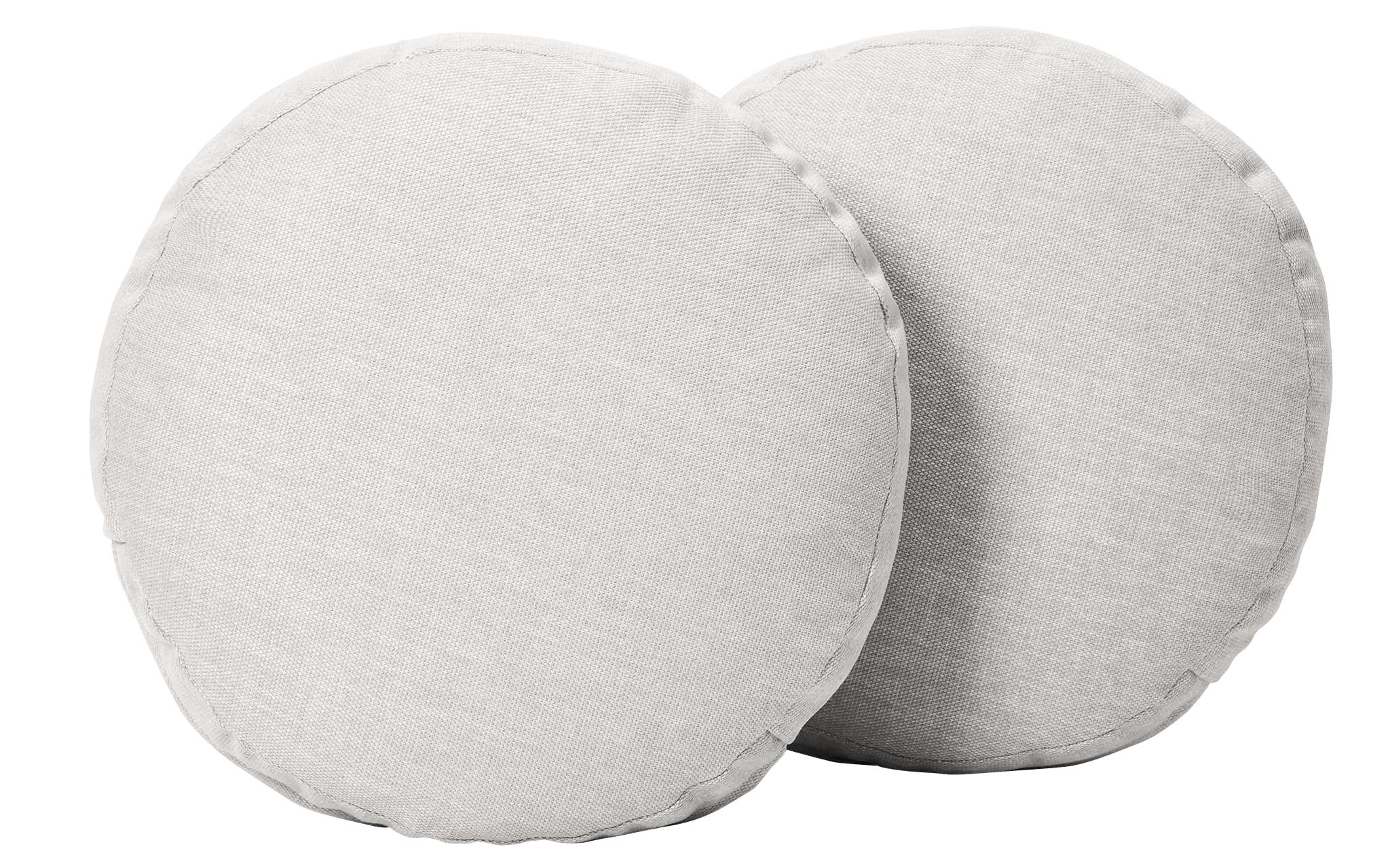 White Decorative Mid Century Modern Round Pillows 16 x 16 (Set of 2) - Tussah Blizzard - Image 0