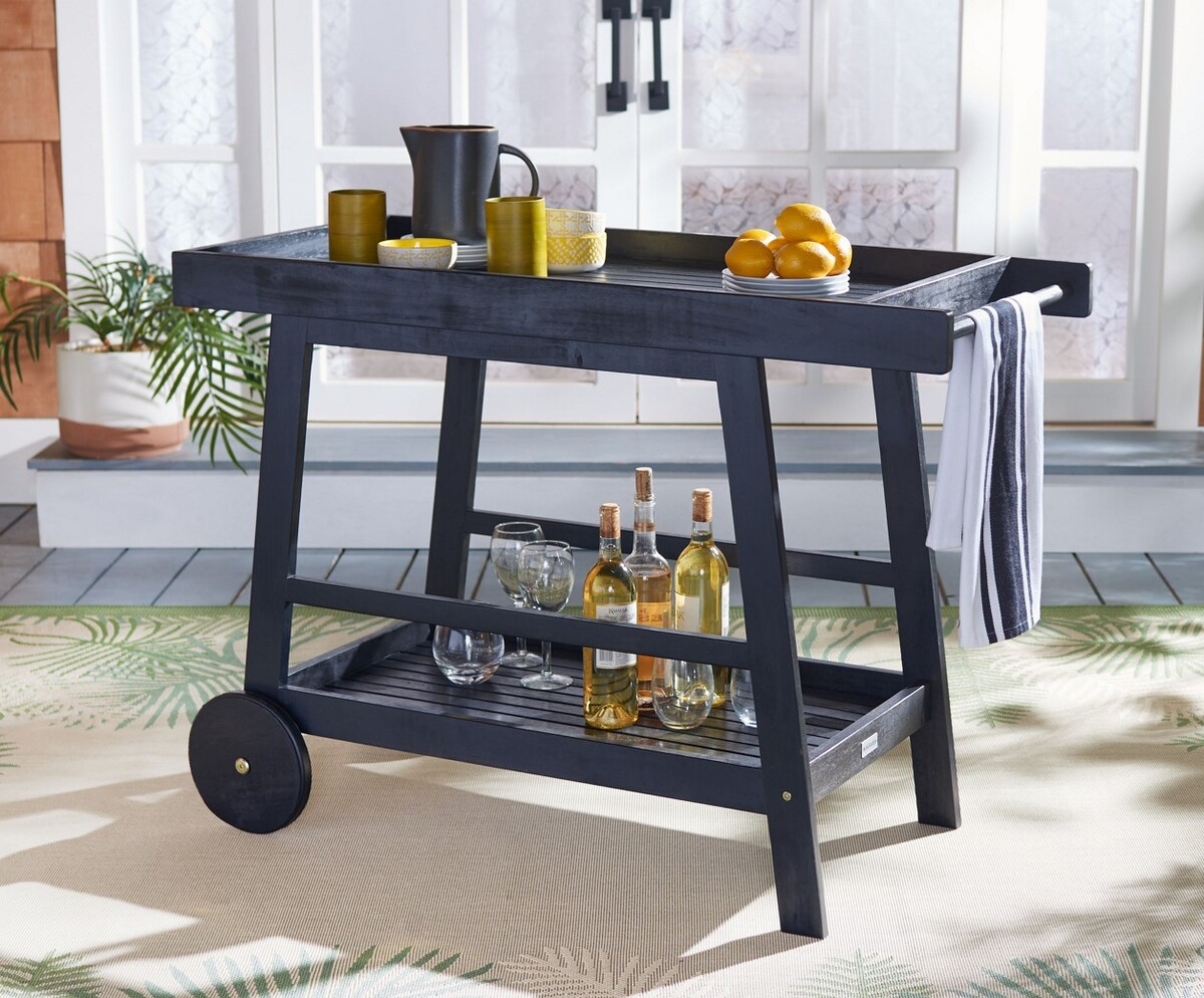 Renzo Bar Cart - Black - Safavieh - Image 1
