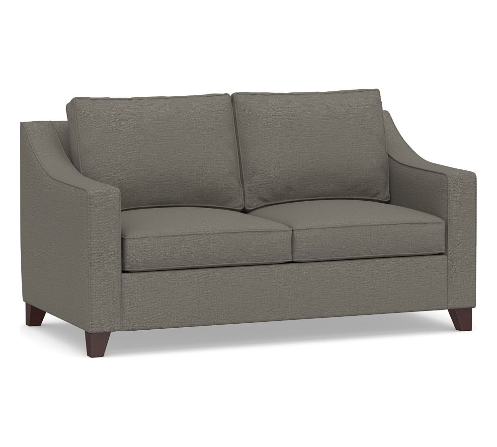Cameron Slope Arm Upholstered Full Sleeper Sofa with Air Topper, Polyester Wrapped Cushions, Chunky Basketweave Metal - Image 0
