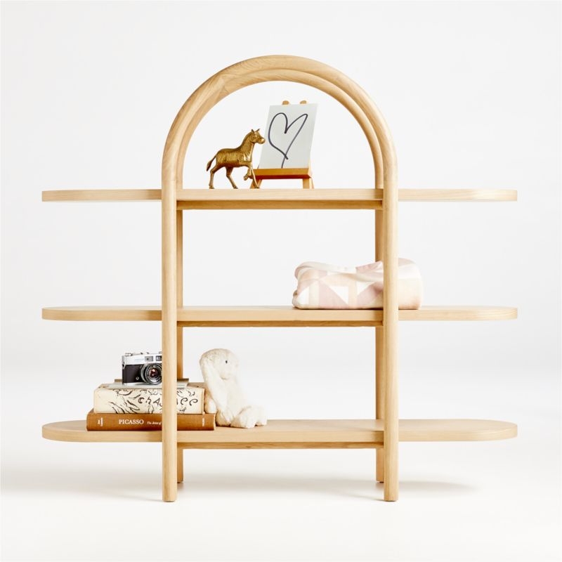 Canyon Natural Wood Wide 3-Shelf Bookcase by Leanne Ford - Image 0